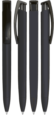 UMA TRINITY Soft-Touch-Kugelschreiber mit transparentem Clip - Schwarz
