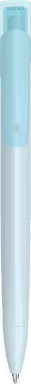 UMA TRINITY Soft-Touch-Kugelschreiber mit transparentem Clip - Pastellblau
