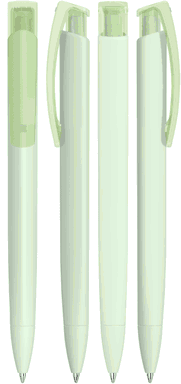 UMA TRINITY Soft-Touch-Kugelschreiber mit transparentem Clip - Pastellgrün