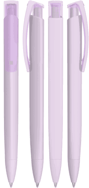 UMA TRINITY Soft-Touch-Kugelschreiber mit transparentem Clip - Pastellviolett