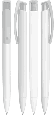 UMA TRINITY recycelter Kugelschreiber mit transparentem Clip - Weiß