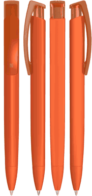 UMA TRINITY recycelter Kugelschreiber mit transparentem Clip - Orange