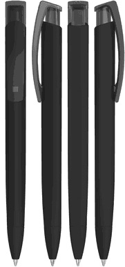 UMA TRINITY recycelter Kugelschreiber mit transparentem Clip - Schwarz