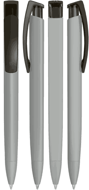 UMA TRINITY recycelter Kugelschreiber mit transparentem Clip - Grau