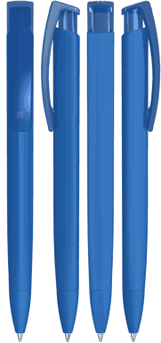 UMA TRINITY recycelter Kugelschreiber mit transparentem Clip - Mittelblau