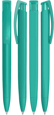 UMA TRINITY recycelter Kugelschreiber mit transparentem Clip - Türkis