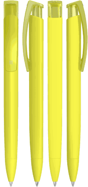 UMA TRINITY recycelter Kugelschreiber mit transparentem Clip - Gelb