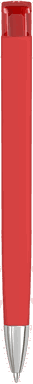 UMA TRINITY Soft-Touch-Kugelschreiber mit transparentem Clip und Metallspitze - Rot
