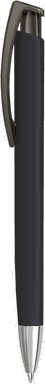 UMA TRINITY Soft-Touch-Kugelschreiber mit transparentem Clip und Metallspitze - Schwarz