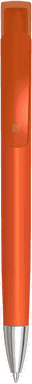 UMA TRINITY Soft-Touch-Kugelschreiber mit transparentem Clip und Metallspitze - Orange