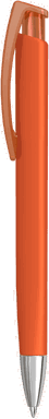 UMA TRINITY Soft-Touch-Kugelschreiber mit transparentem Clip und Metallspitze - Orange