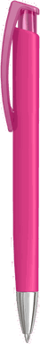 UMA TRINITY Soft-Touch-Kugelschreiber mit transparentem Clip und Metallspitze - Magenta