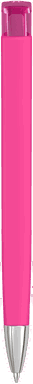 UMA TRINITY Soft-Touch-Kugelschreiber mit transparentem Clip und Metallspitze - Magenta