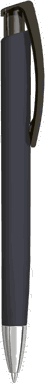 UMA TRINITY Soft-Touch-Kugelschreiber mit transparentem Clip und Metallspitze - Schwarz