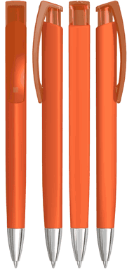 UMA TRINITY recycelter Kugelschreiber mit transparentem Clip und Metallspitze - Orange