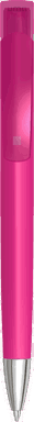 UMA TRINITY recycelter Kugelschreiber mit transparentem Clip und Metallspitze - Magenta