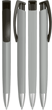 UMA TRINITY recycelter Kugelschreiber mit transparentem Clip und Metallspitze - Grau