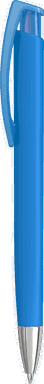 UMA TRINITY recycelter Kugelschreiber mit transparentem Clip und Metallspitze - Hellblau