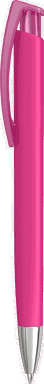 UMA TRINITY recycelter Kugelschreiber mit transparentem Clip und Metallspitze - Magenta