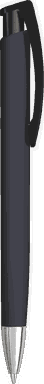 UMA TRINITY Soft-Touch-Kugelschreiber mit blickdichtem Clip und Metallspitze - Schwarz