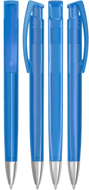 UMA TRINITY transparente Kugelschreiber mit Metallspitze - Hellblau