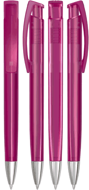 UMA TRINITY transparente Kugelschreiber mit Metallspitze - Magenta