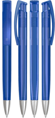 UMA TRINITY transparente Kugelschreiber mit Metallspitze - Dunkelblau