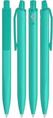 UMA Align gerecycelde soft touch balpen met transparante clip - Turquoise
