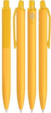 UMA Align gerecycelde soft touch balpen met transparante clip - Ocher