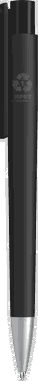 UMA PET PEN PRO recycelter Soft-Touch-Kugelschreiber mit blickdichtem Clip und Metallspitze - Schwarz