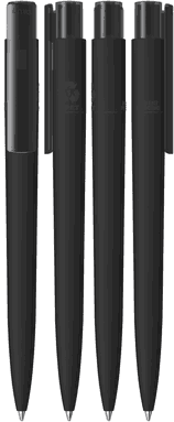 UMA PET PEN PRO recycelter Soft-Touch-Kugelschreiber mit transparentem Clip - Schwarz