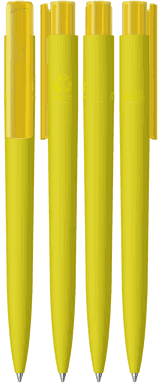 UMA PET PEN PRO recycelter Soft-Touch-Kugelschreiber mit transparentem Clip - Gelb