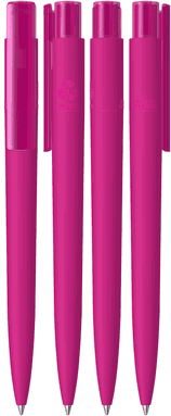 UMA PET PEN PRO recycelter Soft-Touch-Kugelschreiber mit transparentem Clip - Magenta