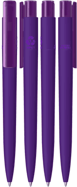 UMA PET PEN PRO recycelter Soft-Touch-Kugelschreiber mit transparentem Clip - Dunkelviolett