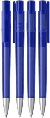 UMA PET PEN PRO recycelter Frosted Kugelschreiber mit Metallspitze - Blau