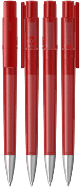 UMA PET PEN PRO recycelter Frosted Kugelschreiber mit Metallspitze - Rot