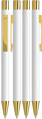 UMA STRAIGHT Gold Metall Kugelschreiber - Weiß