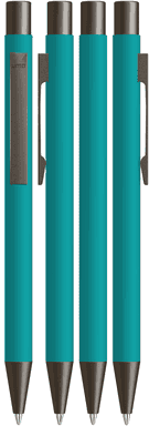 UMA STRAIGHT Metall-Kugelschreiber mit Soft-Touch-Oberfläche - Türkis