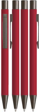 UMA STRAIGHT Metall-Kugelschreiber mit Soft-Touch-Oberfläche - Rot