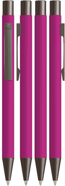 UMA STRAIGHT Metall-Kugelschreiber mit Soft-Touch-Oberfläche - Magenta