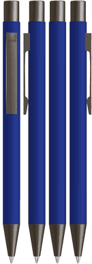 UMA STRAIGHT Metall-Kugelschreiber mit Soft-Touch-Oberfläche - Mittelblau