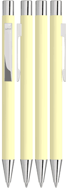 UMA STRAIGHT Chrom-Metall-Kugelschreiber mit Soft-Touch-Oberfläche - Pastellgelb