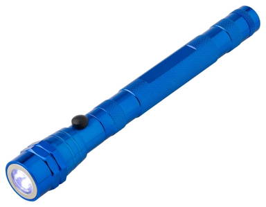 Lampe de poche en aluminium avec 3 LED, aimant, fonction télescopique et tête flexible - Bleu Cobalt