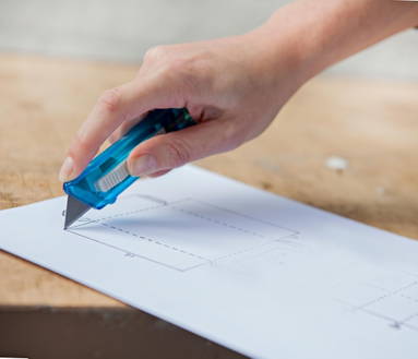 Transparenter Promotion-Cuttermesser - Hellblau