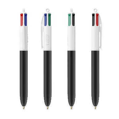 Stylo bille BIC 4 couleurs ECO - Blanc/noir ECO