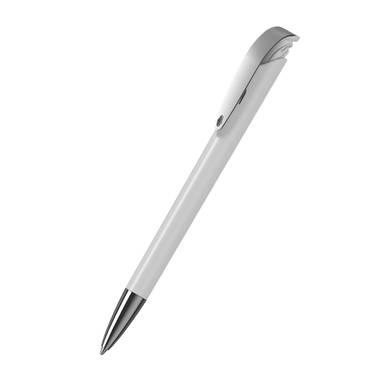 Klio Jona high gloss ballpoint pen with metal tip and clip - White