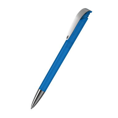 Klio Jona transparent ballpoint pen with metal tip and clip - Blue transparent