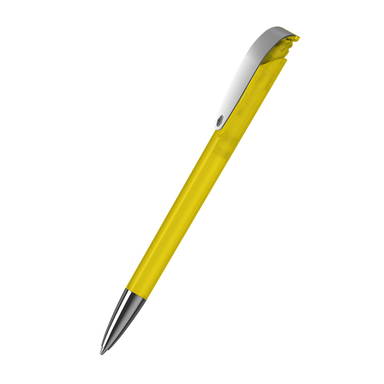 Klio Jona transparent ballpoint pen with metal tip and clip - Yellow transparent