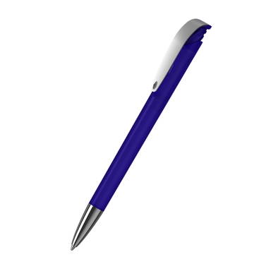 Klio Jona transparent ballpoint pen with metal tip and clip - Dark blue transparent