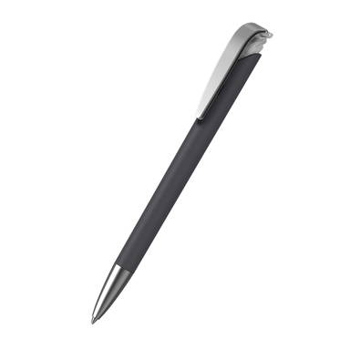 Klio Jona softgrip ice ballpoint pen with metal tip and clip - Softgrip black/ice